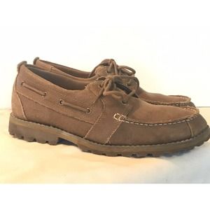 Timberland Jacksons Landing Moc Toe Tan Oxford Shoes Leather Wheat Nubuck Sz 9